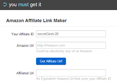 enter your affiliate id and a url at amazon, and get back an affiliated url for that product