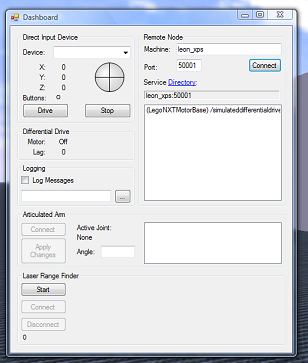 the dashboard, common to microsoft robotics tutorials