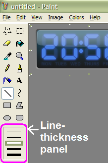 line thickness panel displayed when using straight line or curve tool