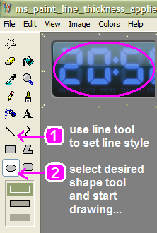 line thickness panel not displayed when using ellipse, for example