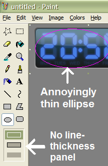 line thickness panel not displayed when using ellipse, for example