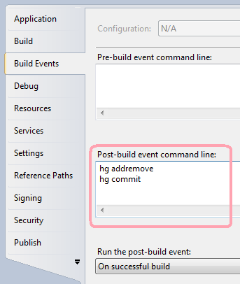 post build action in visual studio 2010