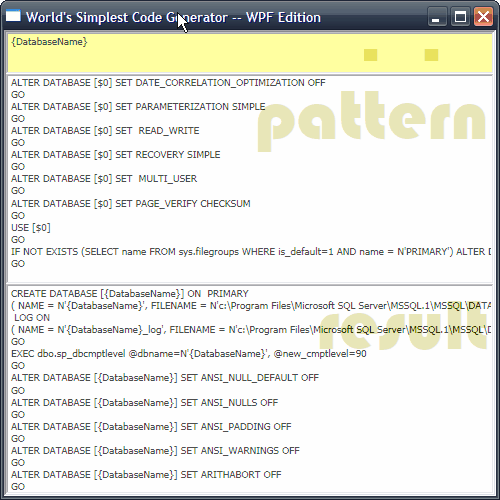 Worlds Simplest Code Generator -- WPF Edition